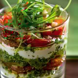 Tomates confites et parmesan en verrine