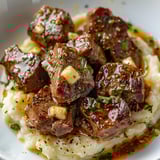 Steak beurre ail purée