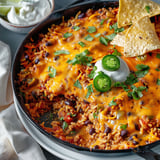 Gratin mexicain façon burrito avec tortillas et fromage.