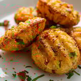 De savoureuses madeleines chèvre-chorizo servies sur une belle assiette.