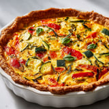 Une tarte gourmande aux légumes frais, prête à servir.