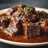 Un délicieux plat de bœuf sauce carbonnade.