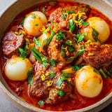 Bol contenant un délicieux plat d'agneau tendre accompagné de petits navets.