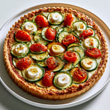 Tarte légère aux courgettes, tomates et chèvre.