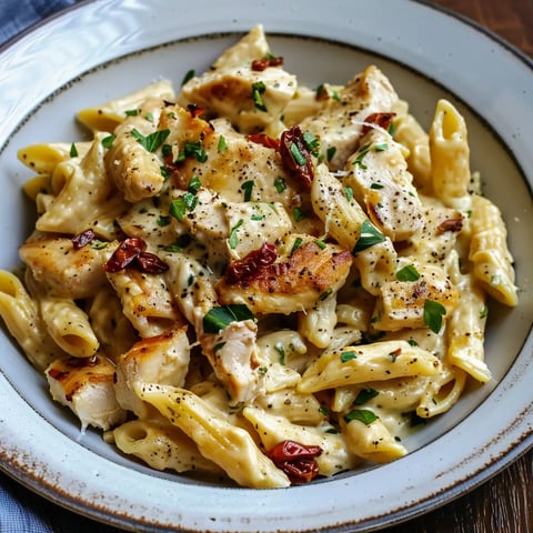 Pâtes crémeuses au poulet et tomates séchées