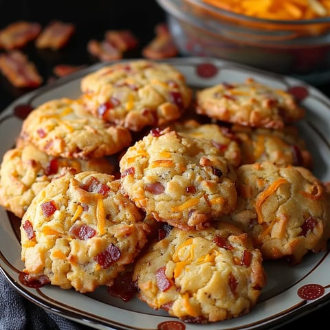 Biscuits Apéro Cheddar, Lardons et Oignons Grillés