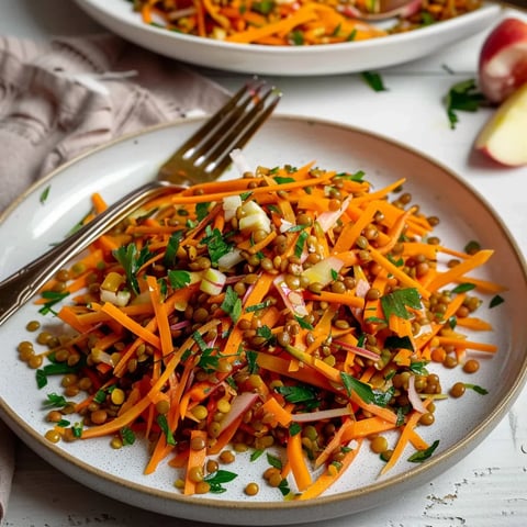 Salade aux lentilles, pommes et carottes