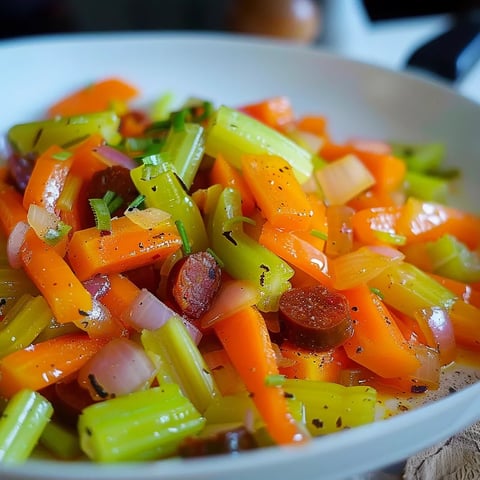 Mélange de céleri branche, carottes et chorizo