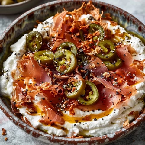 Ricotta Douce et Mortadelle Croquante avec Miel Épicé